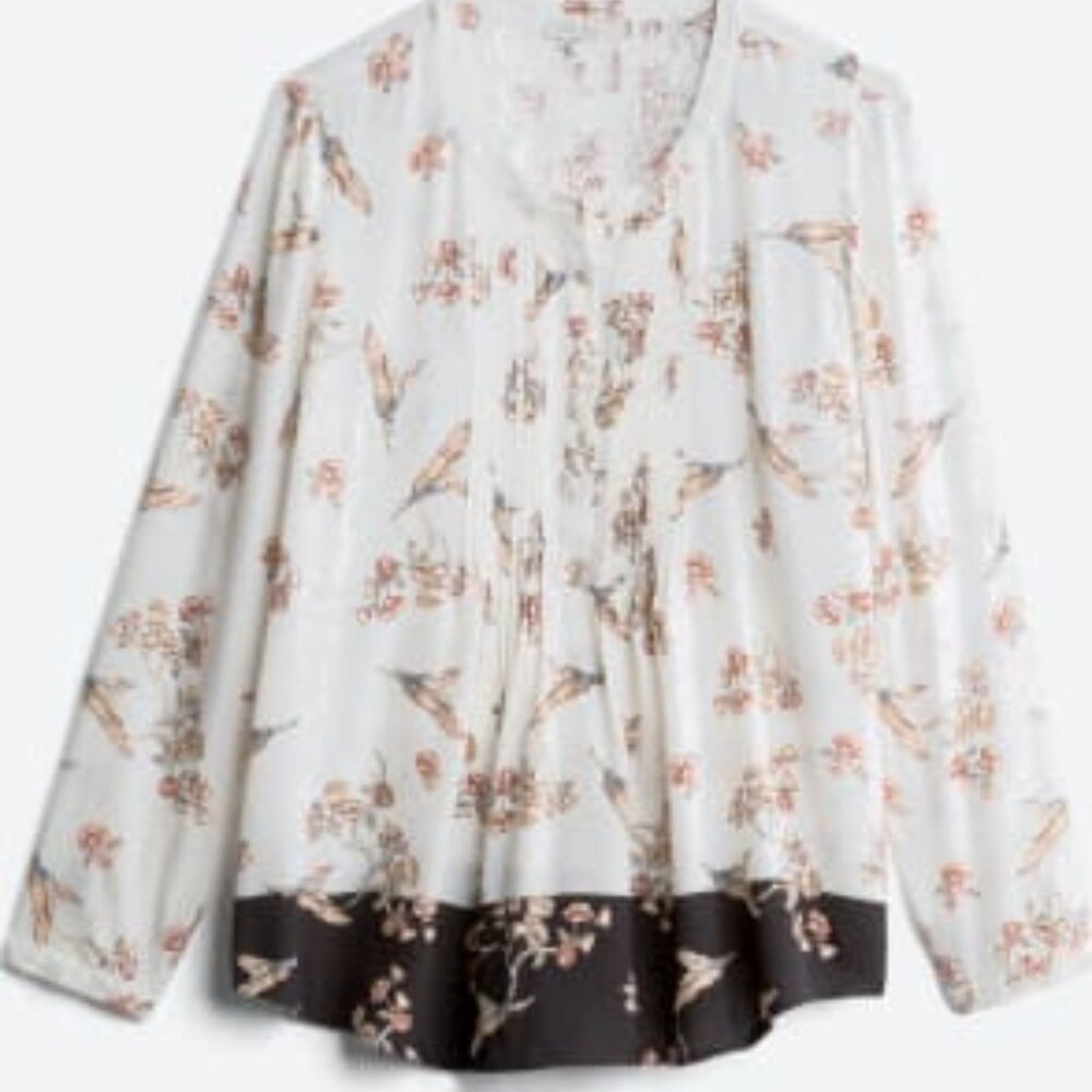 Pale Sky Elfega Split Neck Pleated Top